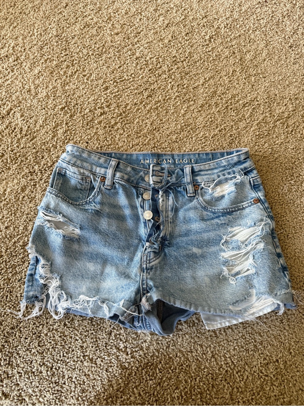 American Eagle Outfitters Light Wash Ripped Denim Shorts